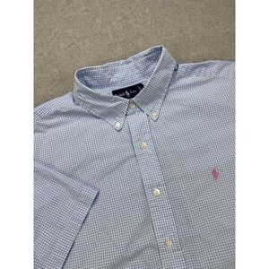 Polo Ralph Lauren Shirt Mens XXL Blue Gingham Check‎ Short Sleeve Lightweight